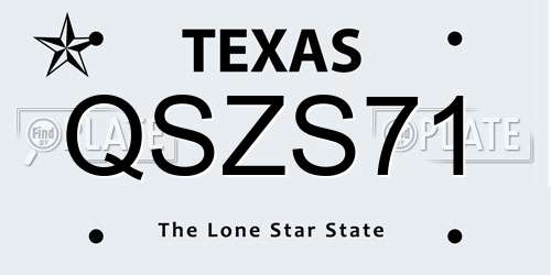 QSZS71 Texas License Plate