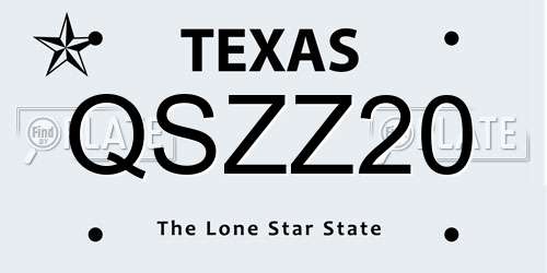 QSZZ20 Texas License Plate