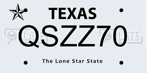 QSZZ70 Texas License Plate