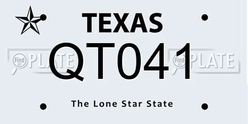 QT041 Texas License Plate