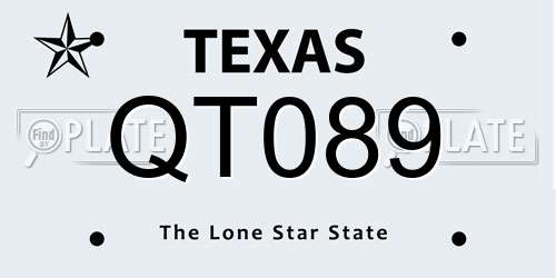 QT089 Texas License Plate