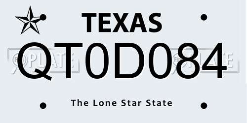 QT0D084 Texas License Plate