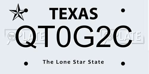 QT0G2C Texas License Plate