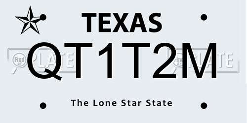 QT1T2M Texas License Plate
