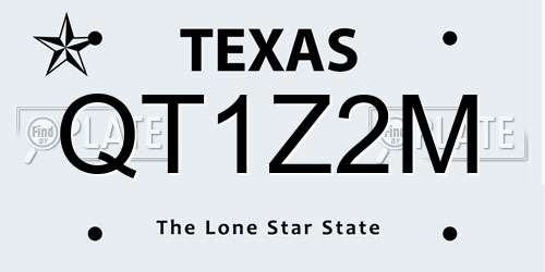 QT1Z2M Texas License Plate