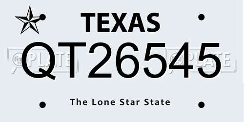 QT26545 Texas License Plate