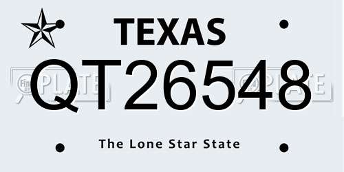 QT26548 Texas License Plate