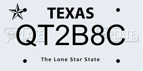 QT2B8C Texas License Plate