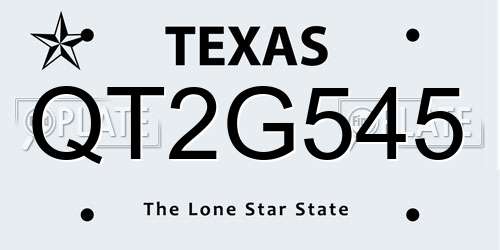 QT2G545 Texas License Plate
