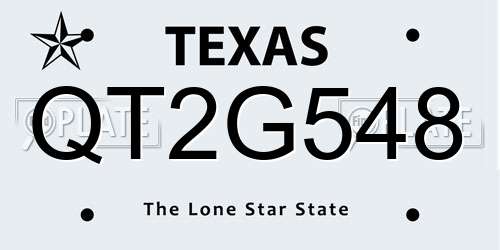 QT2G548 Texas License Plate