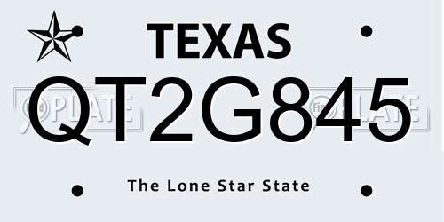 QT2G845 Texas License Plate
