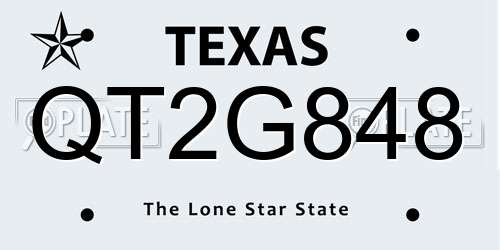 QT2G848 Texas License Plate