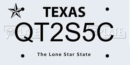 QT2S5C Texas License Plate