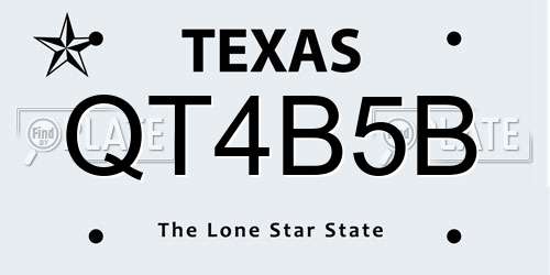QT4B5B Texas License Plate