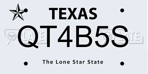QT4B5S Texas License Plate