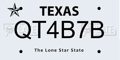 QT4B7B Texas License Plate