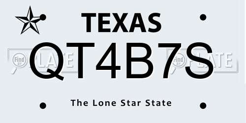 QT4B7S Texas License Plate