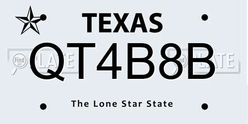 QT4B8B Texas License Plate