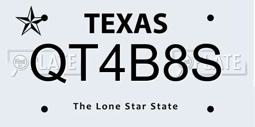 QT4B8S Texas License Plate