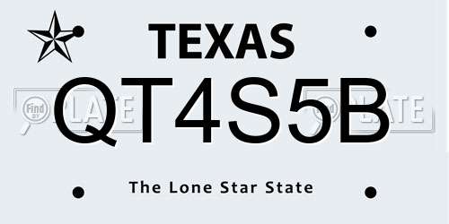 QT4S5B Texas License Plate