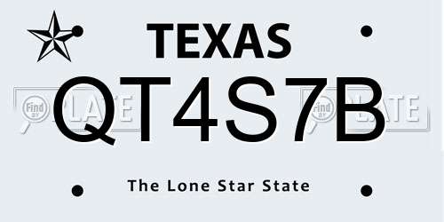 QT4S7B Texas License Plate