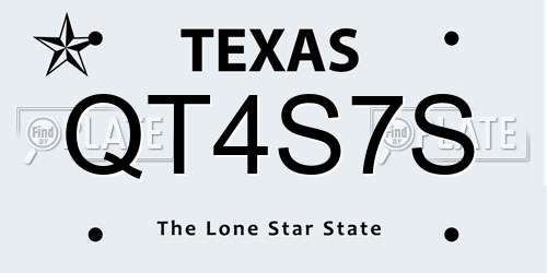 QT4S7S Texas License Plate