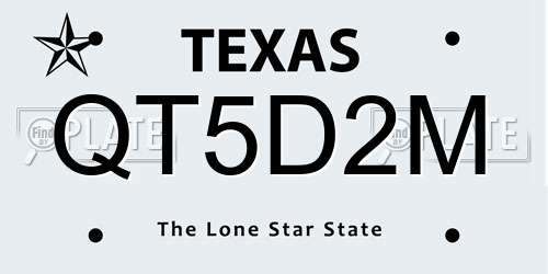 QT5D2M Texas License Plate