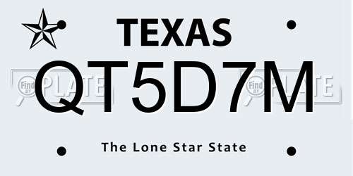 QT5D7M Texas License Plate