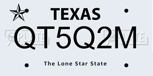 QT5Q2M Texas License Plate
