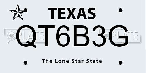 QT6B3G Texas License Plate