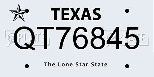 QT76845 Texas License Plate