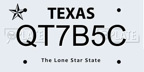 QT7B5C Texas License Plate