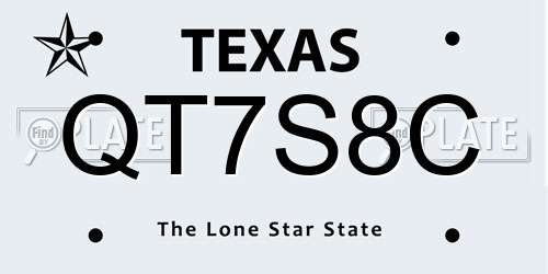 QT7S8C Texas License Plate