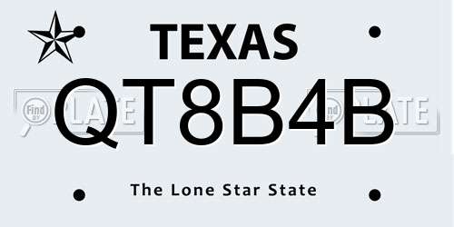 QT8B4B Texas License Plate