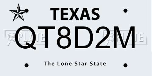 QT8D2M Texas License Plate