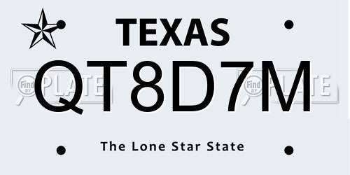 QT8D7M Texas License Plate