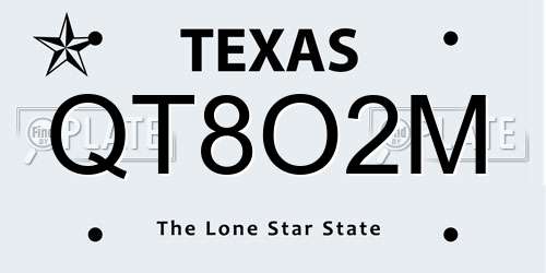 QT8O2M Texas License Plate