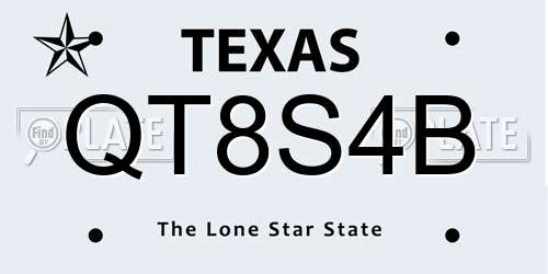 QT8S4B Texas License Plate