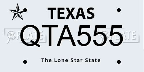 QTA555 Texas License Plate