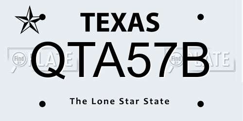 QTA57B Texas License Plate