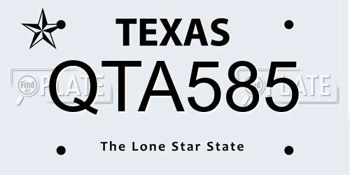 QTA585 Texas License Plate