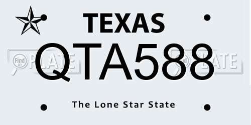 QTA588 Texas License Plate