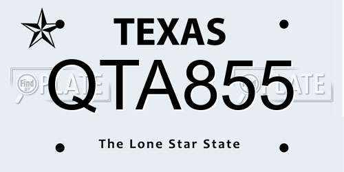 QTA855 Texas License Plate