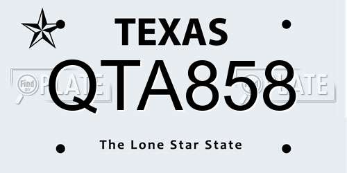 QTA858 Texas License Plate