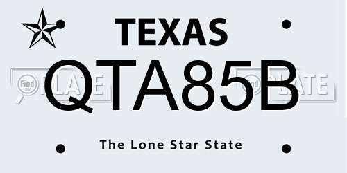 QTA85B Texas License Plate