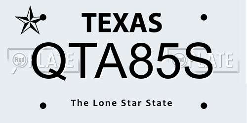 QTA85S Texas License Plate