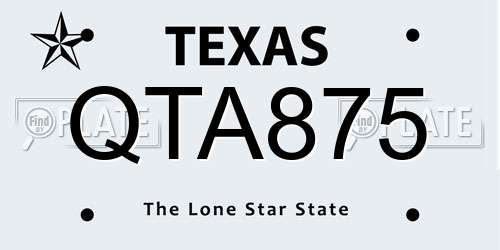 QTA875 Texas License Plate