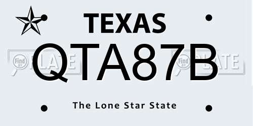 QTA87B Texas License Plate