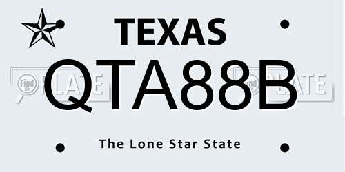 QTA88B Texas License Plate