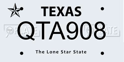 QTA908 Texas License Plate